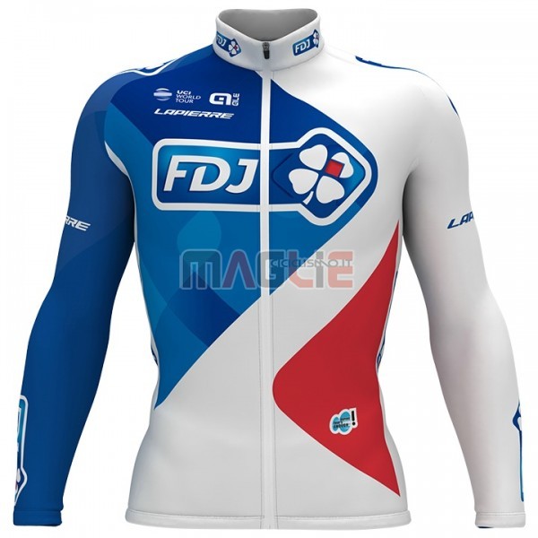 Maglia FDJ Manica Lunga 2017 Blu e Bianco